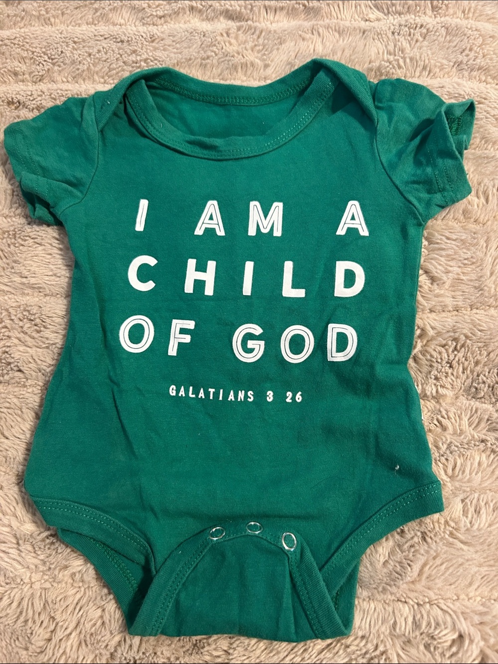 Others Follow Green 'I Am a Child of God' One-Piece Bodysuit